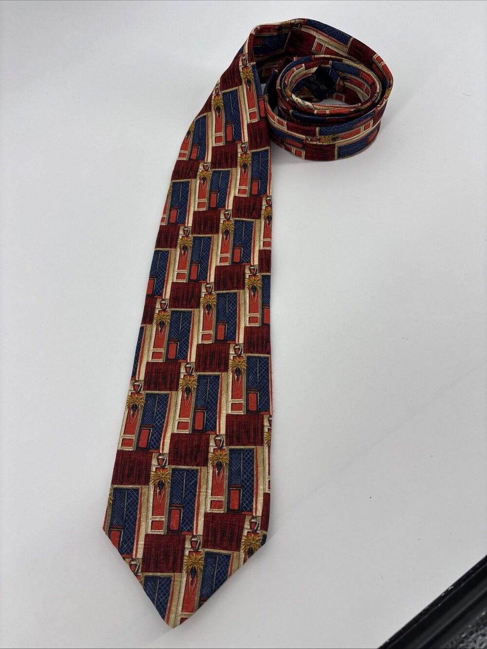 Ermenegildo Zegna Men Multicolor Geometric 100% Silk Tie Handmade In Italy